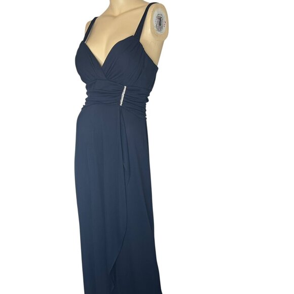 Vintage‎ Betsy & Adam Navy Blue Chiffon Prom Dress Sz 8 Formal Evening Gown - Picture 4 of 11